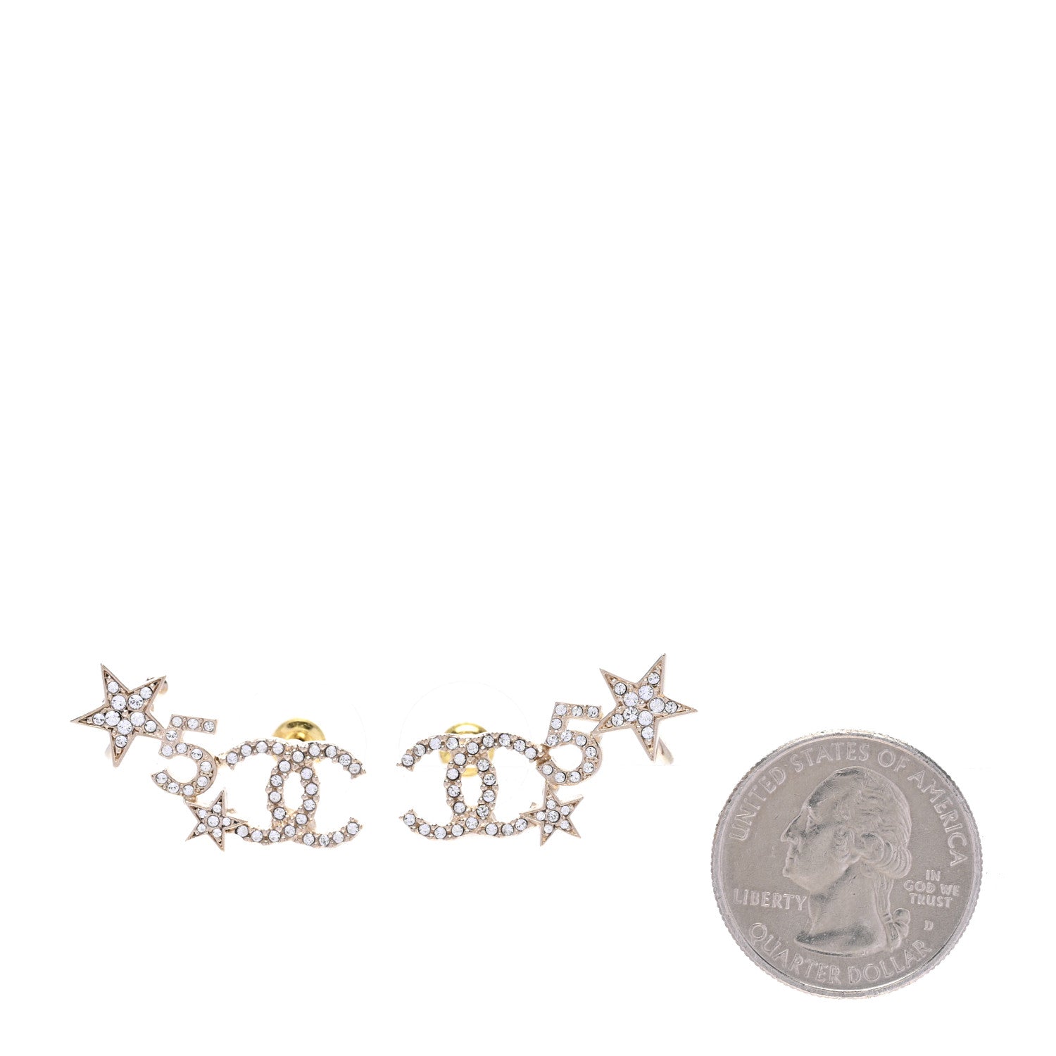 Chanel Crystal Star 5 CC Earrings Gold 2 of 5