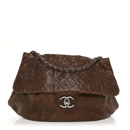 Chanel Crumpled Caviar Quilted Maxi Elastic Flap Brown 1 of 10