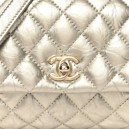 Chanel Metallic Aged Calfskin Quilted Mini Coco Handle Flap Gold 8 of 10