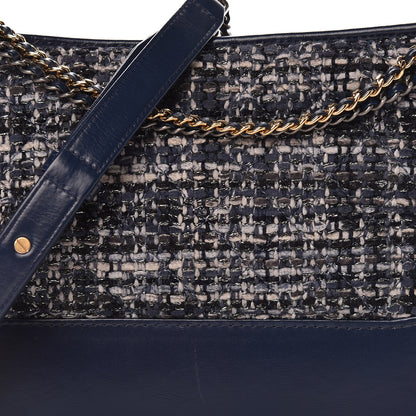 Chanel Tweed Calfskin Quilted Medium Gabrielle Hobo Navy 8 of 12