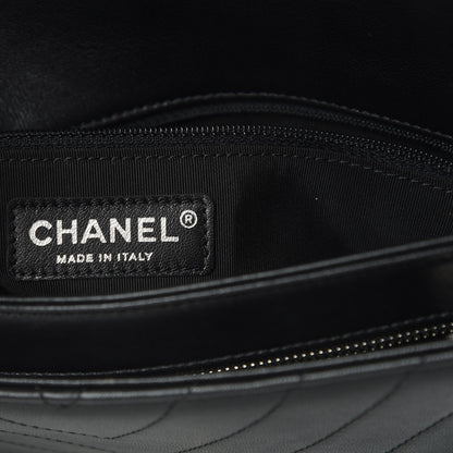 Chanel Lambskin Chevron Quilted Studded Stud Wars Flap Clutch Black 6 of 10