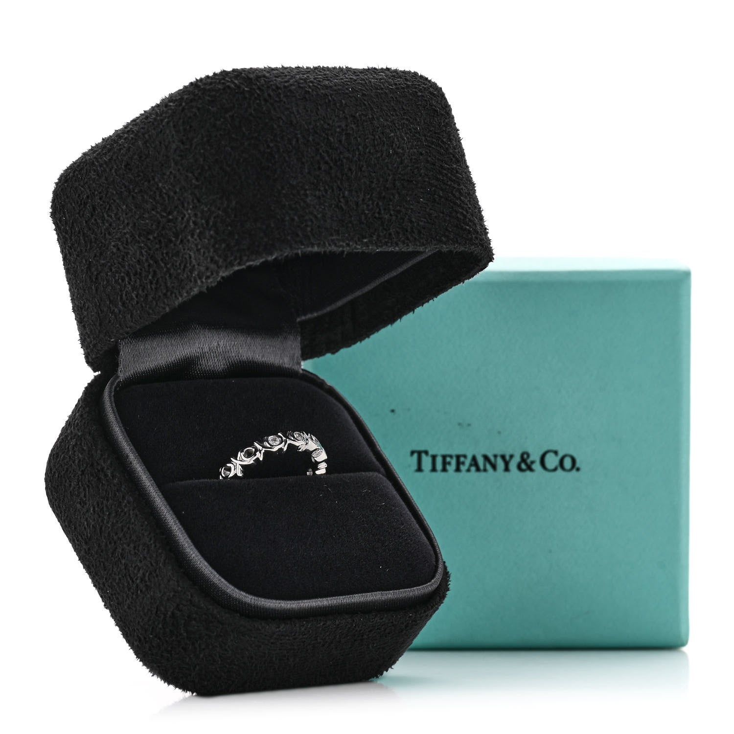 Tiffany 18K White Gold Diamond Paloma Picasso Graffiti Narrow Love and Kisses Ring 47 4 5 of 5