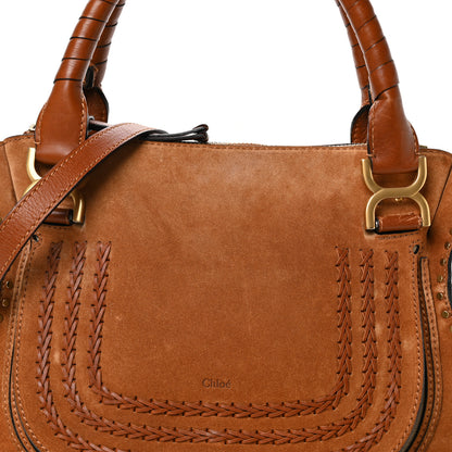 Chloe Suede Calfskin Braided Medium Marcie Satchel Caramel 8 of 12