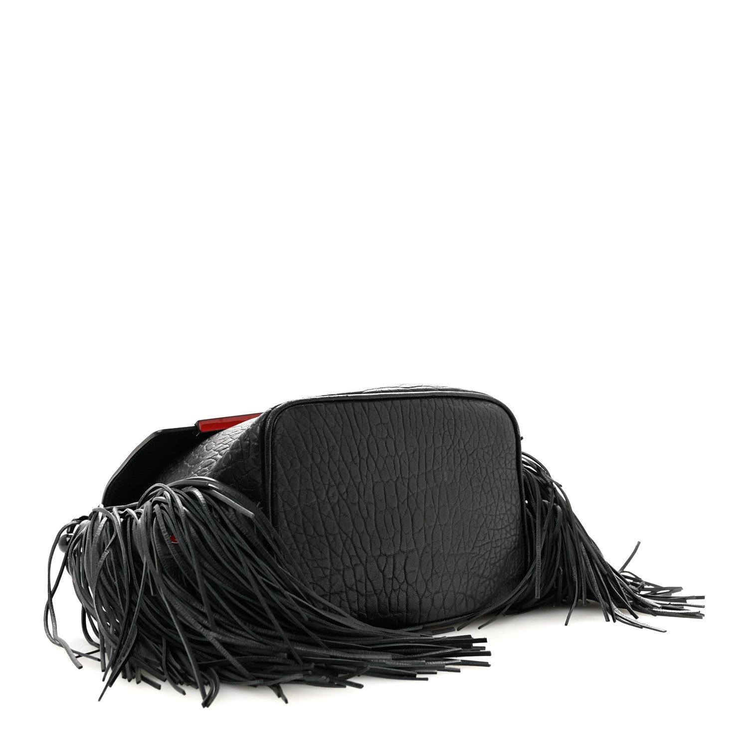 Christian Louboutin Pebbled Calfskin Fringe Lucky L Convertible Backpack Black 4 of 15