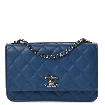 Chanel Lambskin Quilted Trendy CC Wallet On Chain WOC Blue 1 of 10