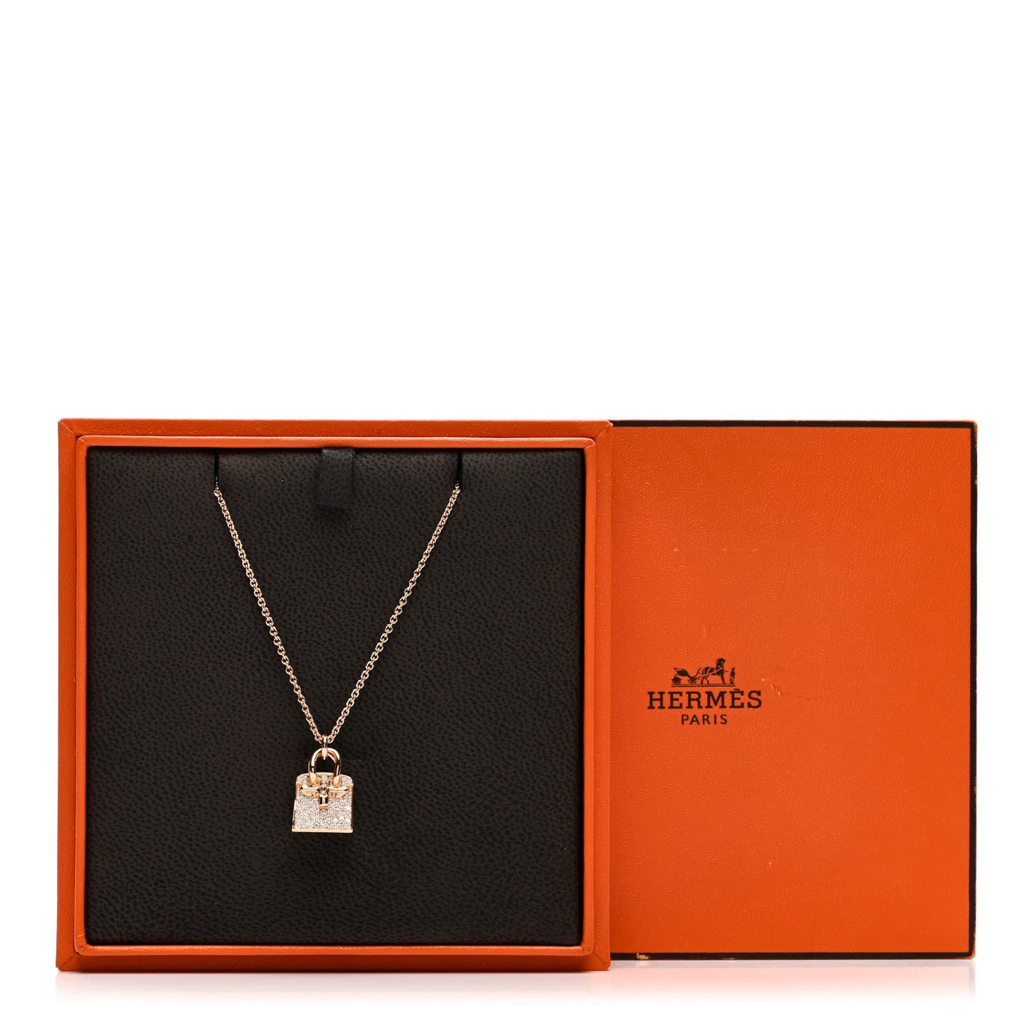 18K Rose Gold Diamond Birkin Amulette Pendant Necklace