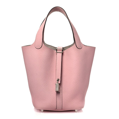 Hermes Taurillon Clemence Picotin Lock 18 PM Rose Sakura 1 of 10