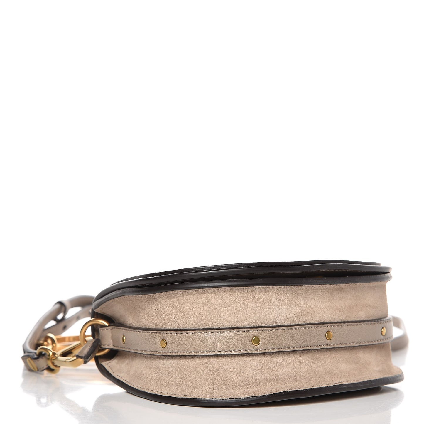 Calfskin Suede Small Nile Bracelet Bag Motty Grey