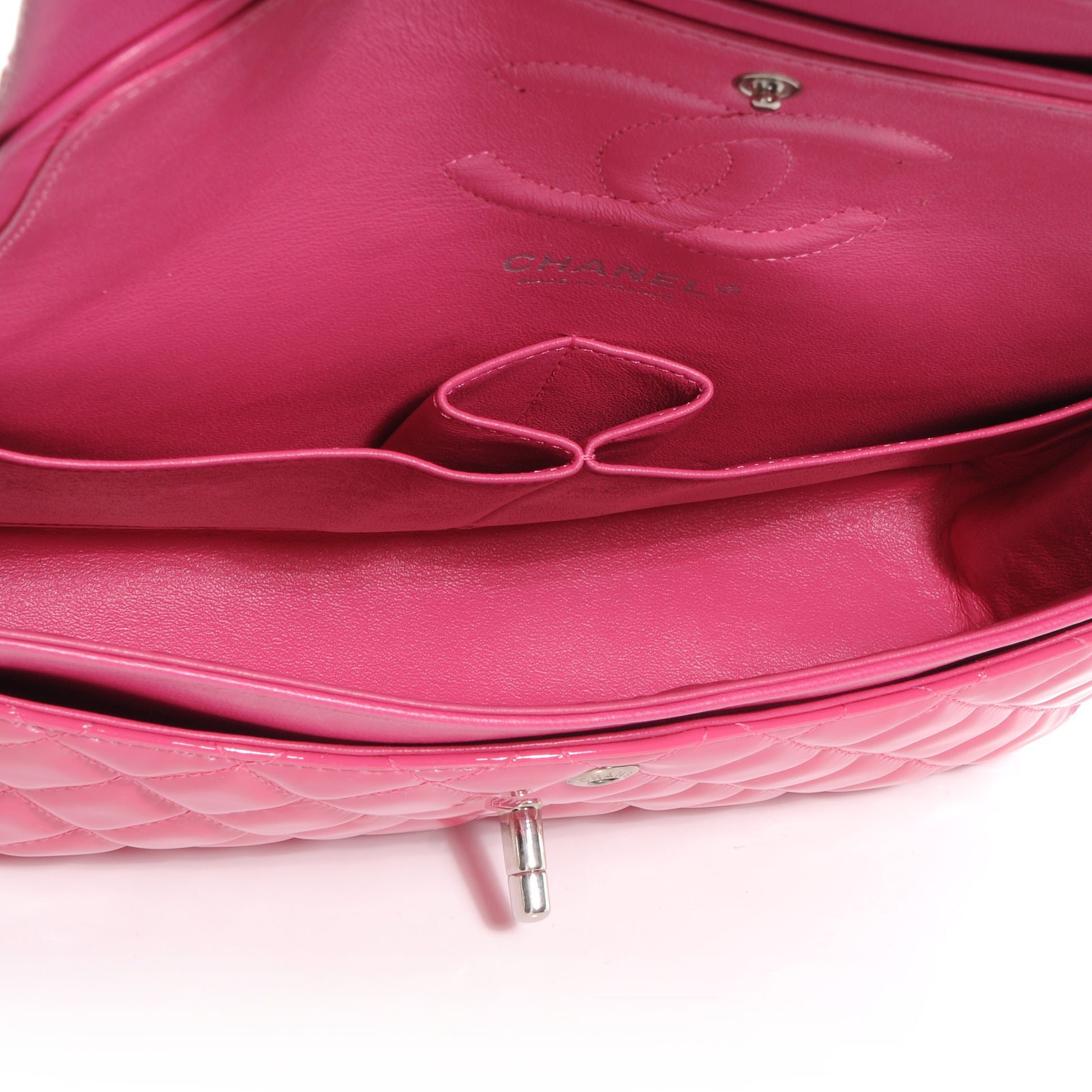 Chanel Patent Quilted Medium Double Flap Pink 7 of 10