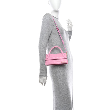 Jacquemus Calfskin Crocodile Embossed Le Chiquito Long Pink 2 of 11
