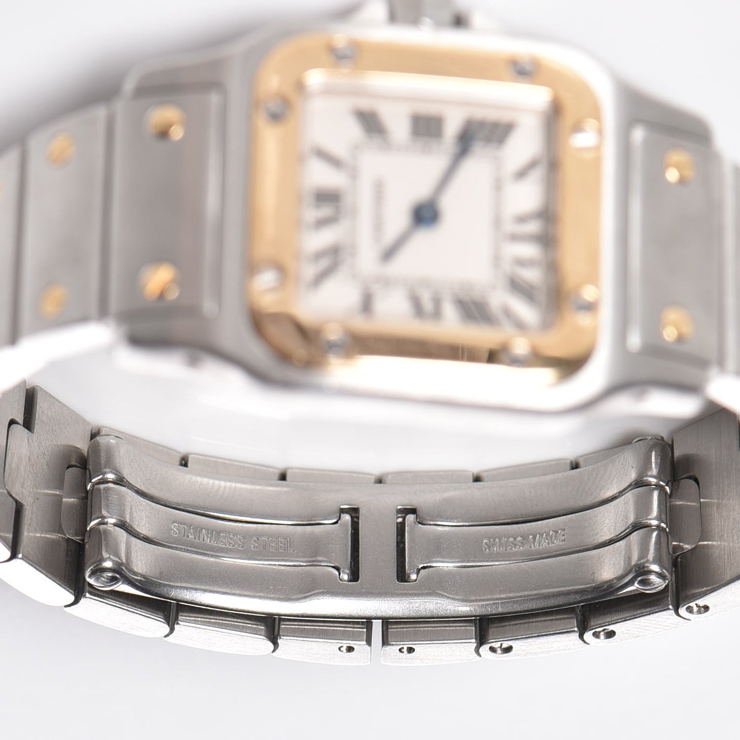 Stainless Steel 18K Yellow Gold 24mm Santos De Cartier Galbee Quartz Watch