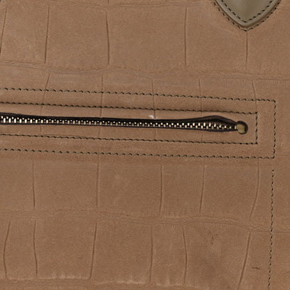 Celine Crocodile Embossed Nubuck Phantom Luggage Beige 11 of 12