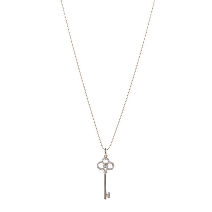 Tiffany 18K Rose Gold Diamond Crown Key Pendant Necklace 1 of 8
