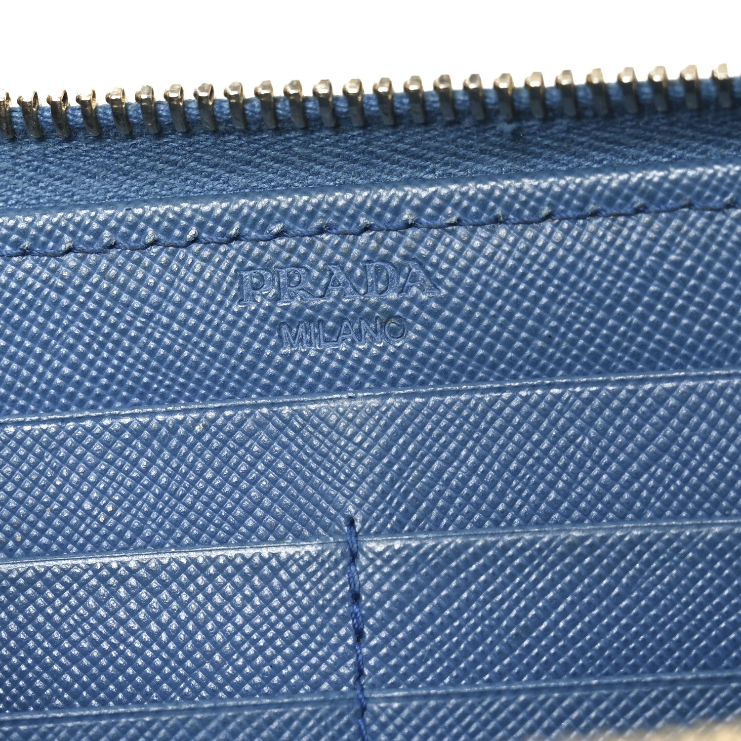 Prada Vitello Move Half Zip Wallet Cobalto 6 of 8