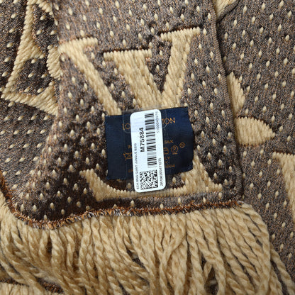 Louis Vuitton Wool Silk Monogram Giant Jungle Logomania Shine Scarf Beige 4 of 4