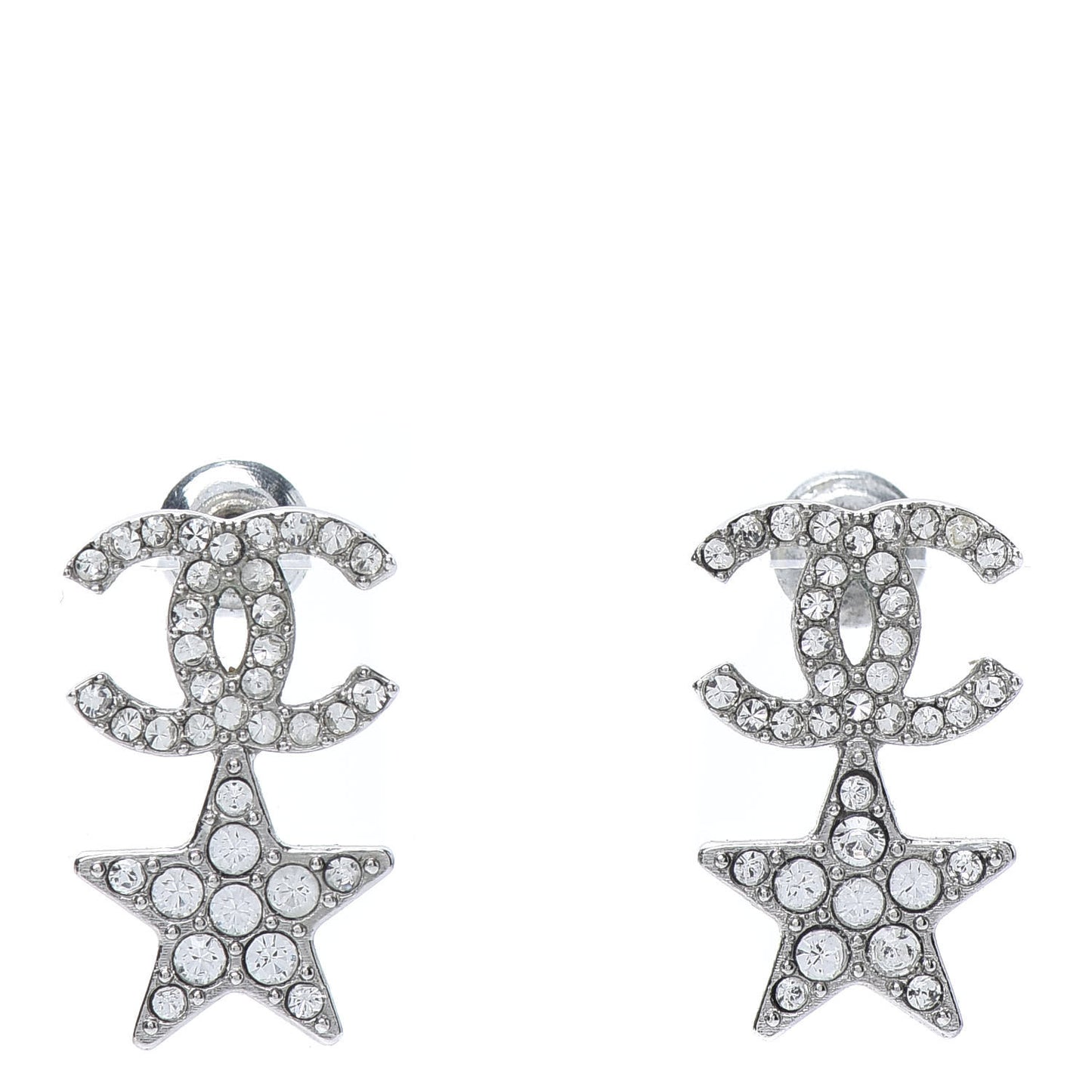 Crystal CC Starfall Drop Earrings Silver