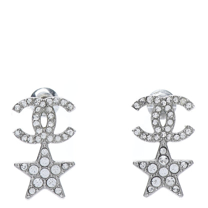 Chanel Crystal CC Starfall Drop Earrings Silver 1 of 5