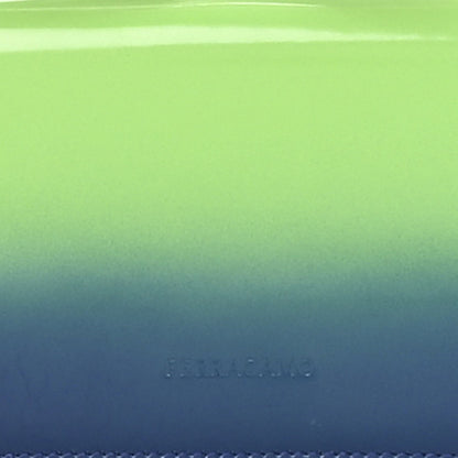 Salvatore Ferragamo Smooth Airbrushed Calfskin Micro Pouch Lime Lapis 8 of 11