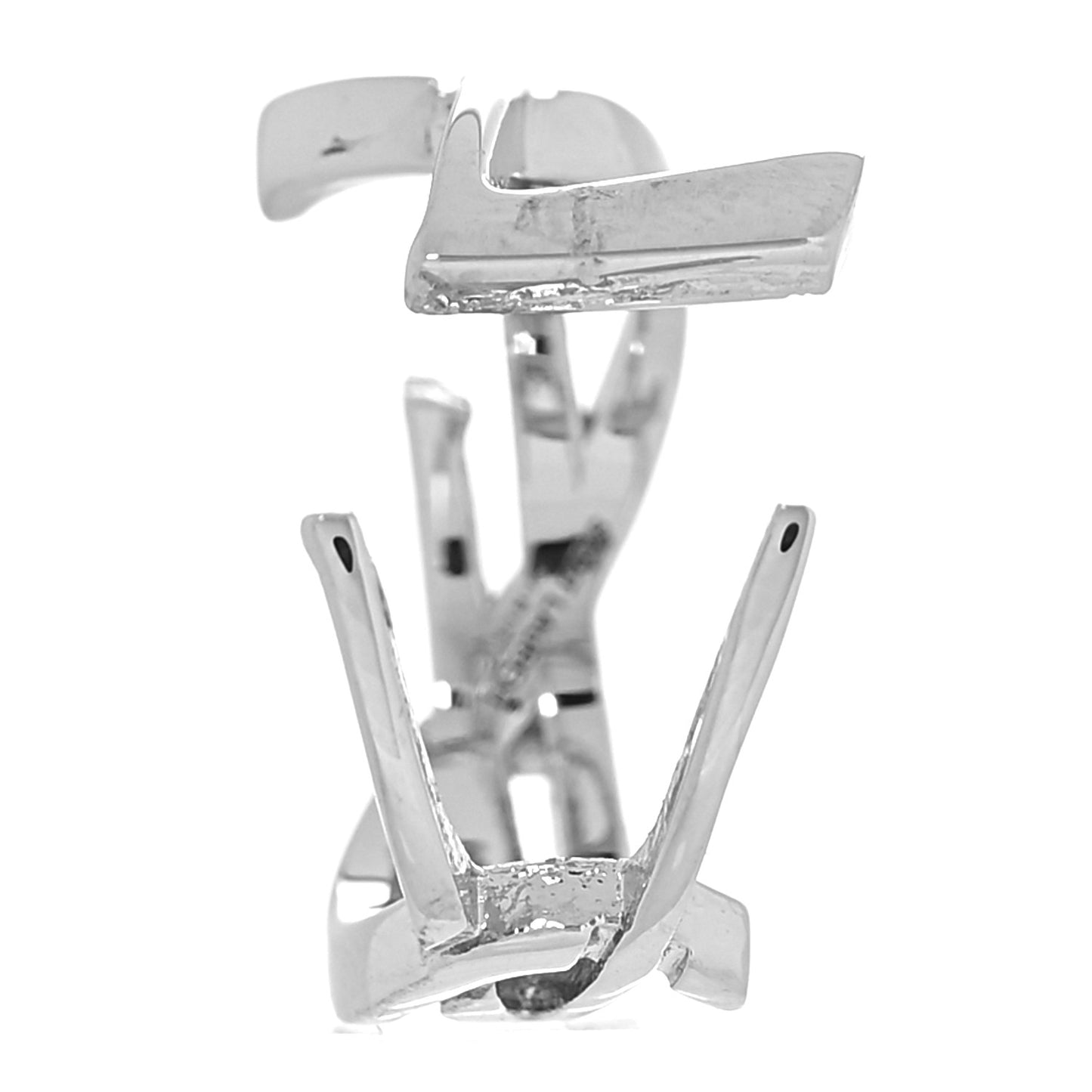 Metal Large Cassandre YSL Logo Ear Cuff Earring Silver