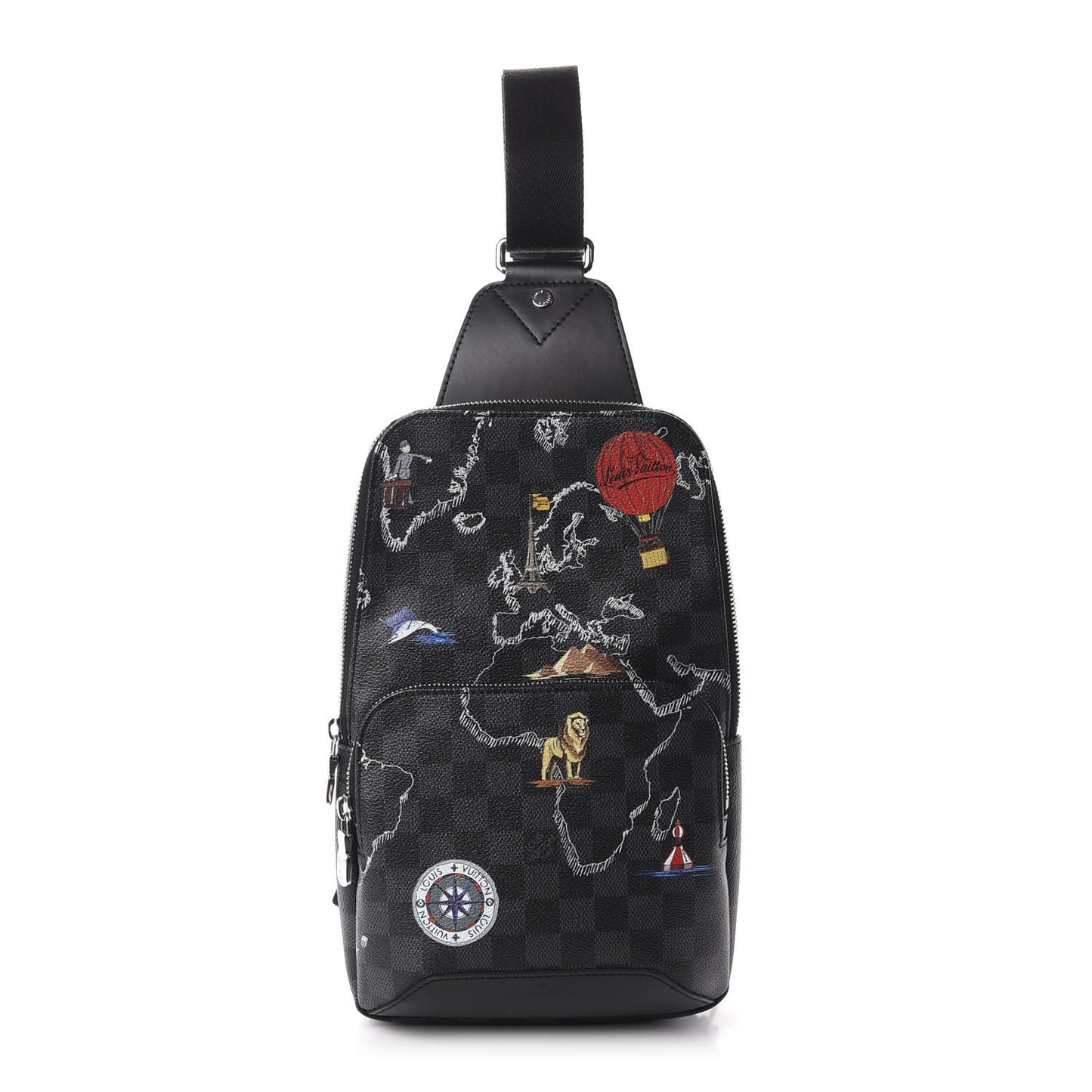 Damier Graphite World Map Avenue Sling Backpack