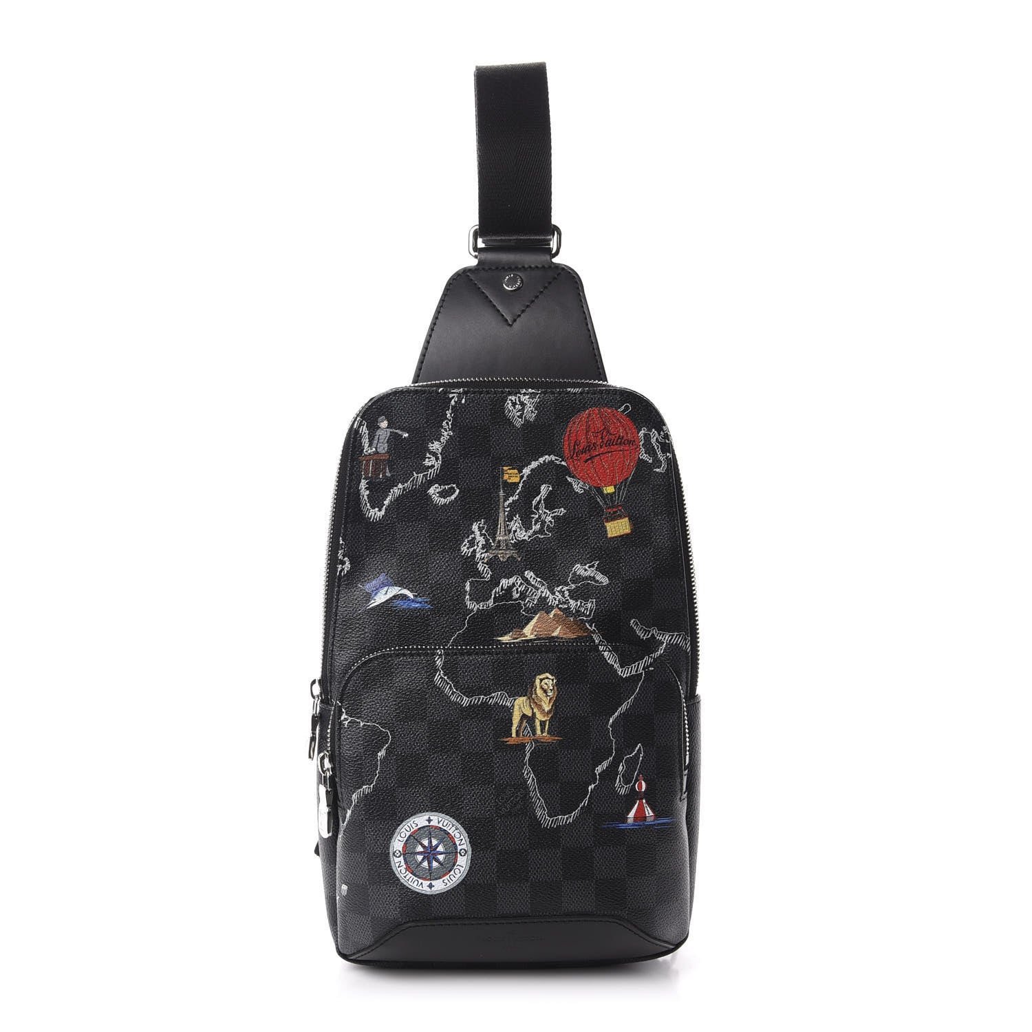 Louis Vuitton Damier Graphite World Map Avenue Sling Backpack 1 of 10
