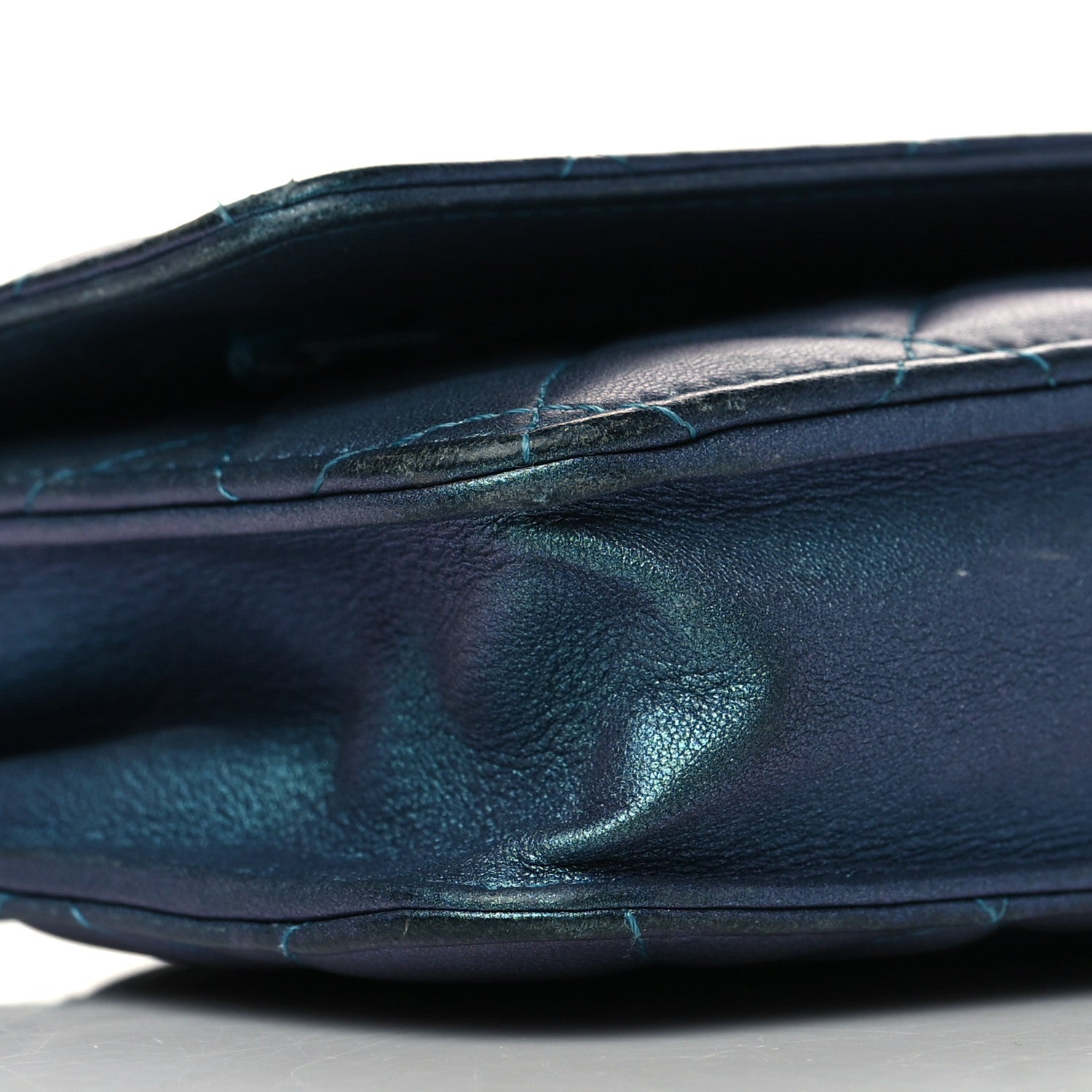 Chanel Metallic Lambskin Wallet On Chain WOC Turquoise 8 of 10