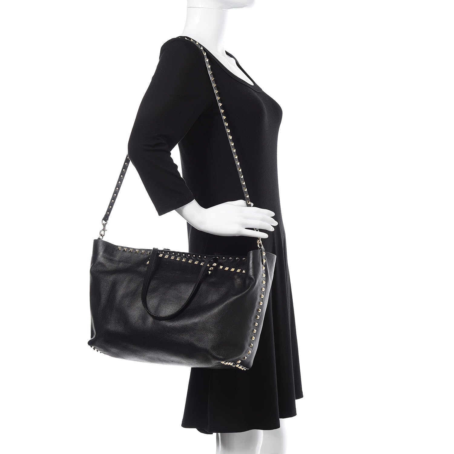 Valentino Garavani Vitello Rockstud Crossbody Tote Black 3 of 15