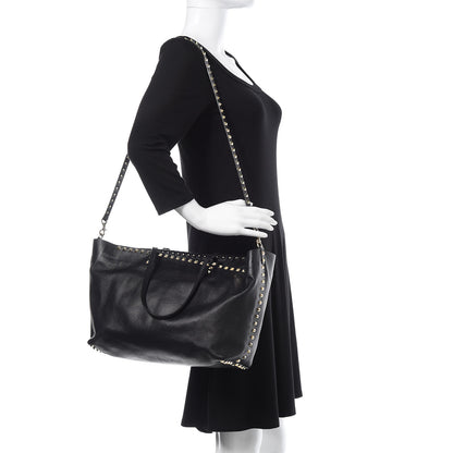 Valentino Garavani Vitello Rockstud Crossbody Tote Black 3 of 15