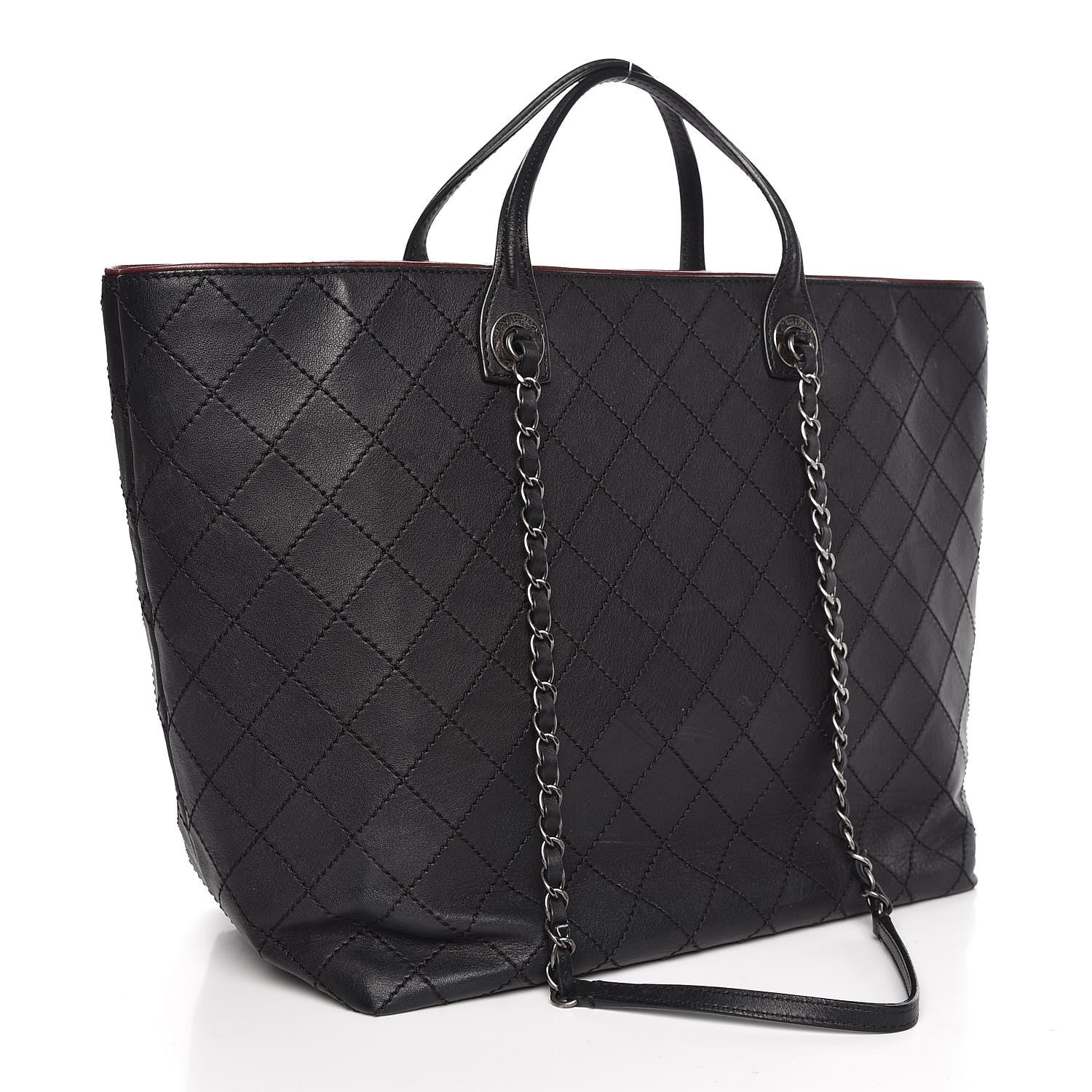 Chanel Calfskin Stitched Large Shopping Tote Black 3 of 9