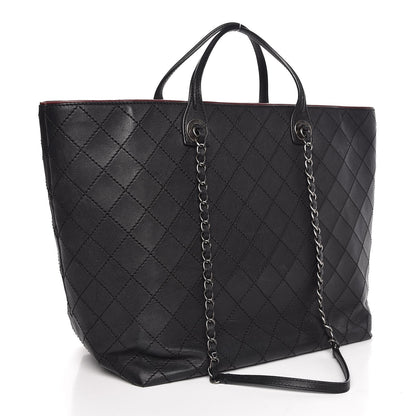 Chanel Calfskin Stitched Large Shopping Tote Black 3 of 9
