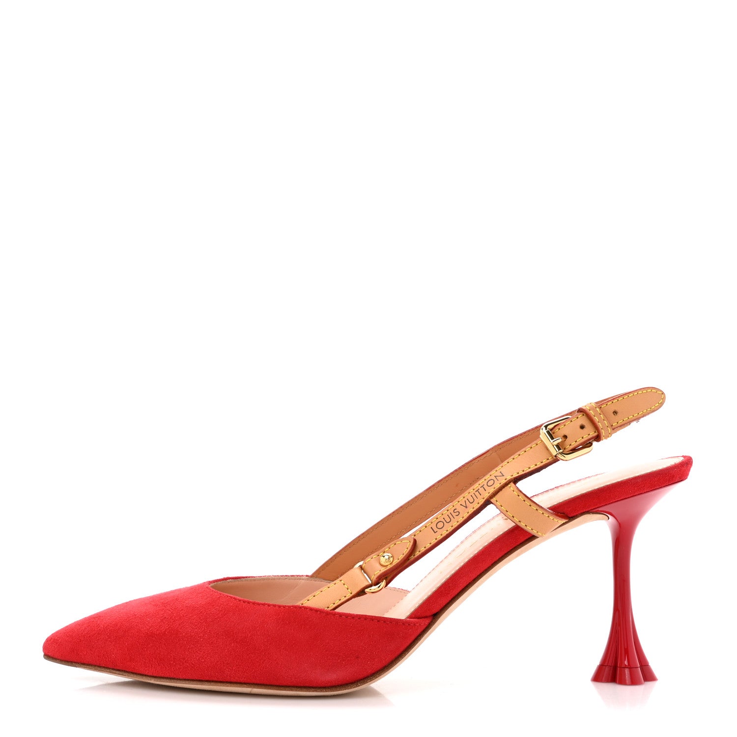Louis Vuitton Suede Baby Goat Blossom Slingback Pumps 38 Rouge 1 of 9