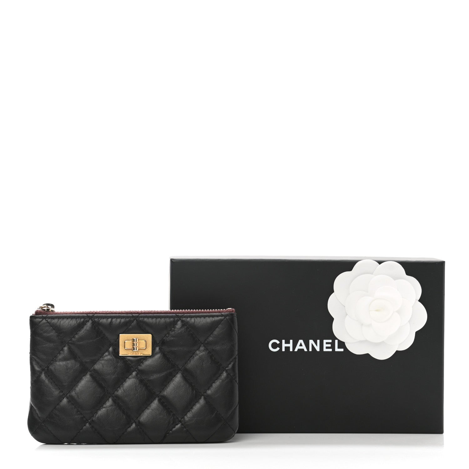 Chanel Aged Calfskin Quilted Small Reissue Cosmetic Case Black 9 of 9