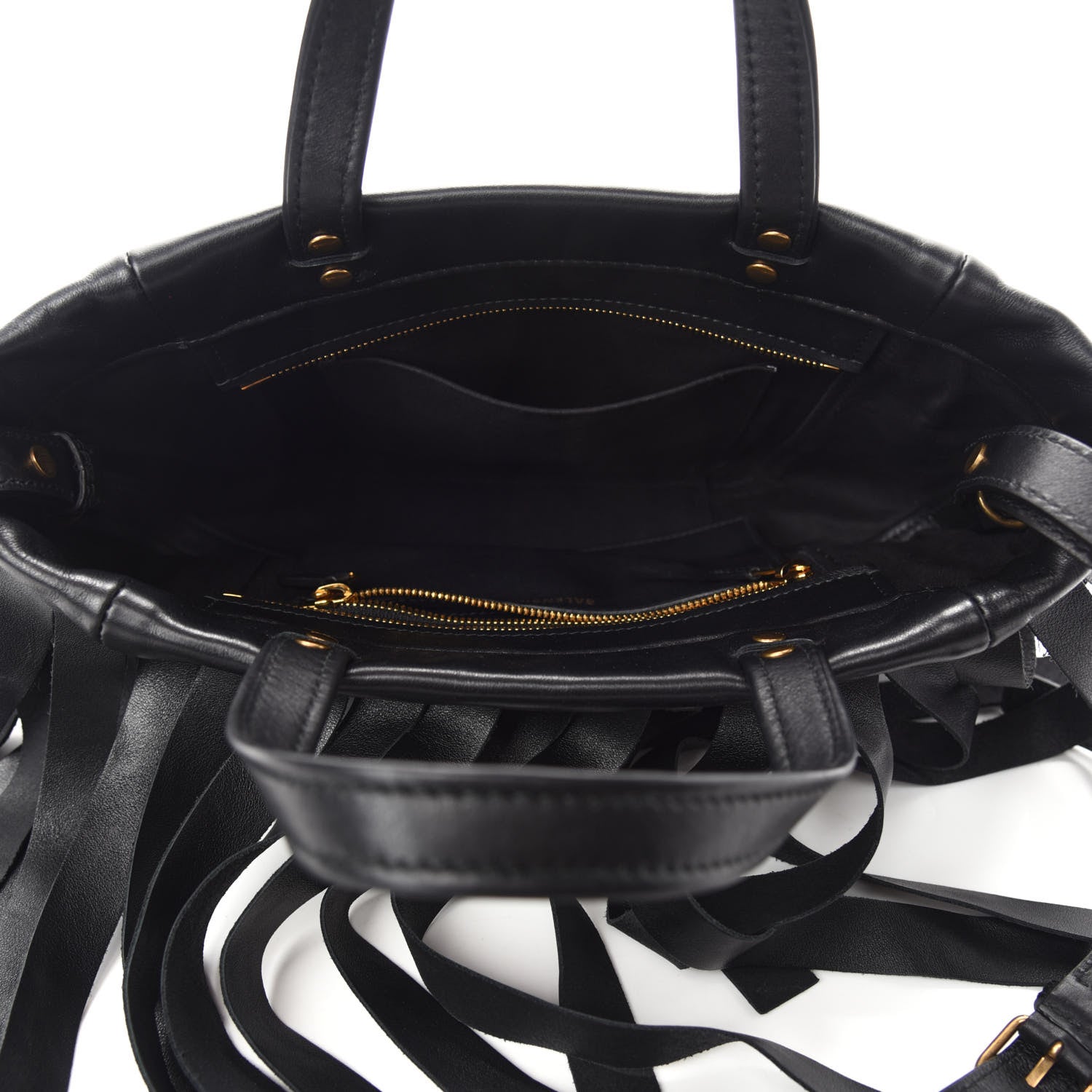 Balenciaga Calfskin XS Fringe Laundry Cabas Black 5 of 10