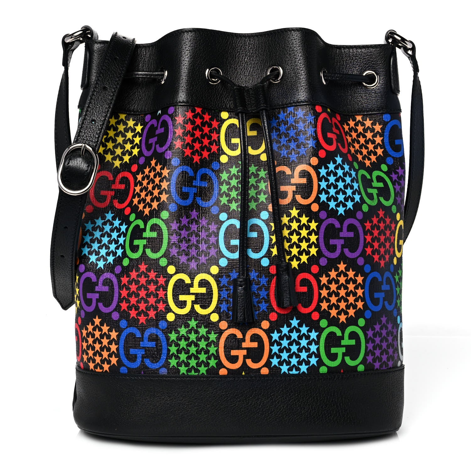 Gucci GG Supreme Monogram Psychedelic Bucket Bag Black 1 of 9