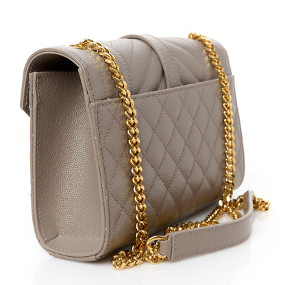 Saint Laurent Grain De Poudre Textured Mixed Matelasse Triquilt Small Monogram Satchel Greyish Brown 3 of 11
