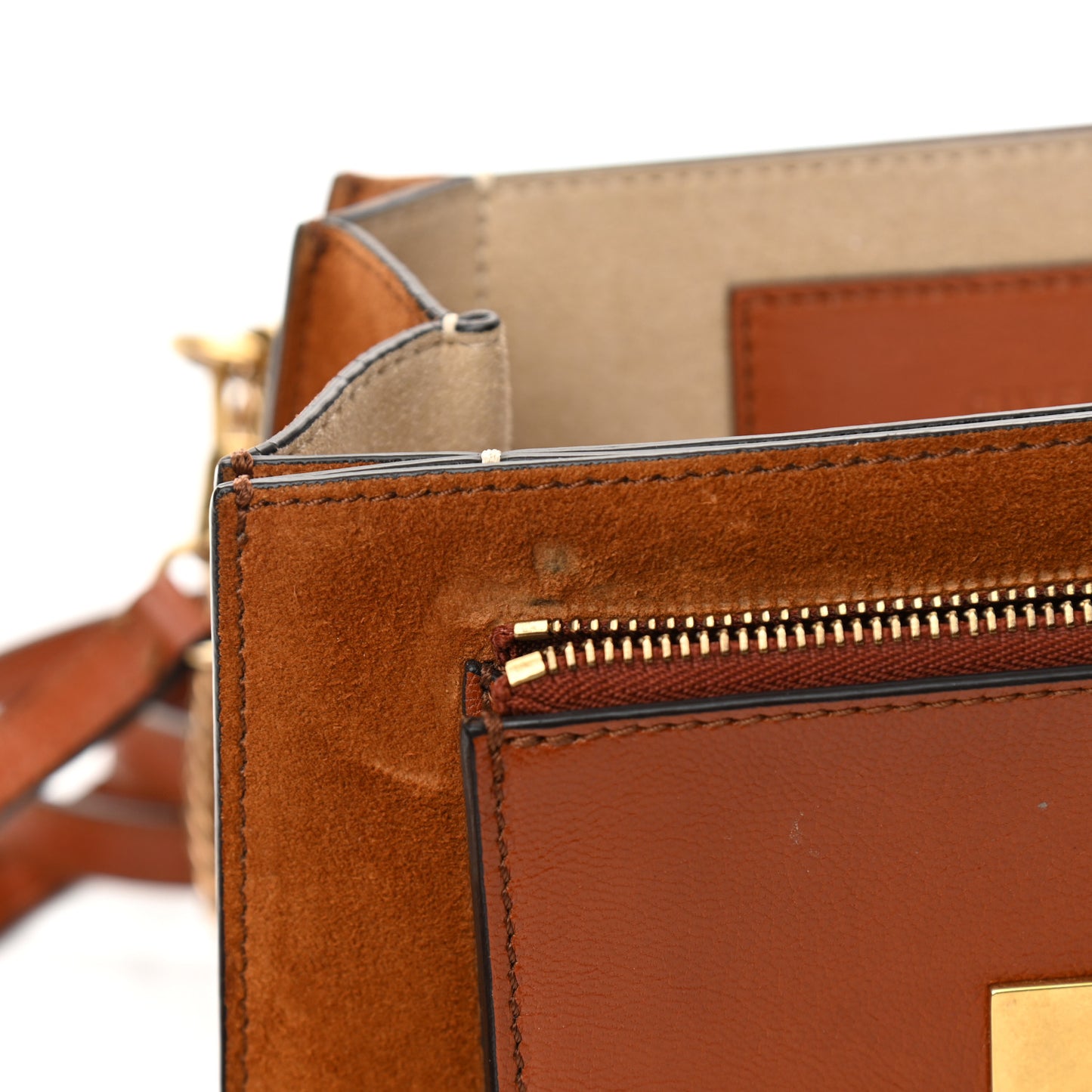 Goatskin Suede Small GV3 Shoulder Bag Amber Mastic