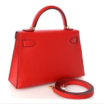 Hermes Epsom Mini Kelly Sellier 20 Rouge de Coeur 3 of 10