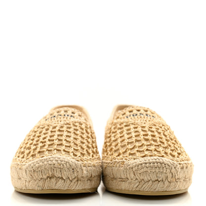 Prada Raffia Triangle Logo Crochet 20mm Espadrilles 37 Naturale 2 of 10