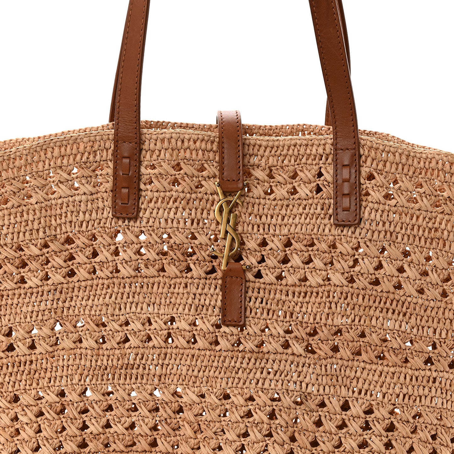 Raffia Calfskin Medium Panier Tote Naturel