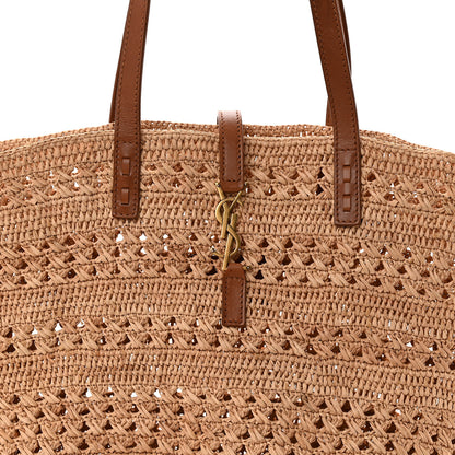 Saint Laurent Raffia Calfskin Medium Panier Tote Naturel 8 of 10