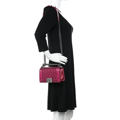 Chanel Metallic Patent Calfskin Quilted Small Boy Flap Pink 2 of 10