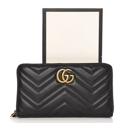 Gucci Calfskin Matelasse GG Marmont Zip Around Organizer Wallet Black 8 of 8
