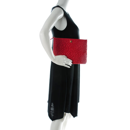 Chanel Caviar Camellia Embossed Medium Cosmetic Case Red 2 of 7