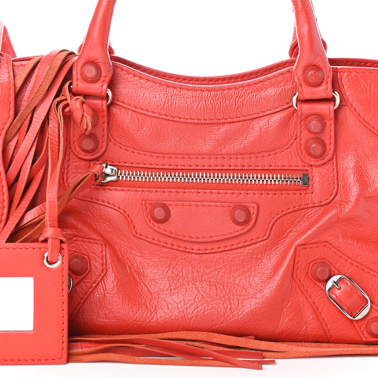 Matte Goatskin Rubber Covered Classic Hardware Mini City Rouge Coquelicot Rouge Braise