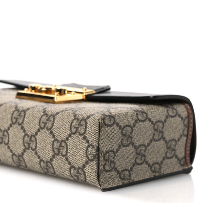 Gucci GG Supreme Monogram Calfskin Mini Padlock Top Handle Shoulder Bag Beige Black Cuir 10 of 13