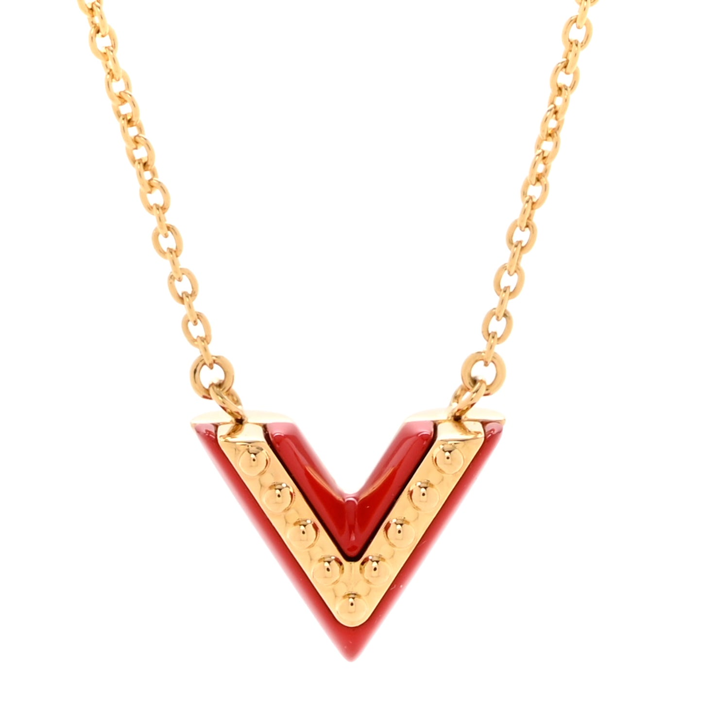 Essential Studded V Necklace Gold Red
