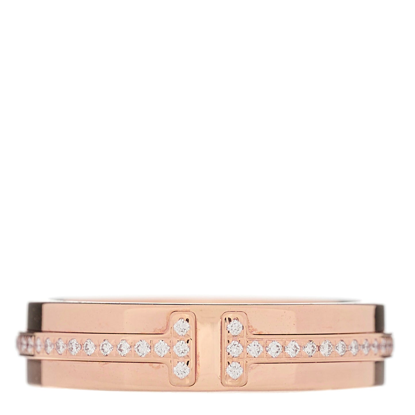 18K Rose Gold Diamond Narrow T Two Ring 48 4.5