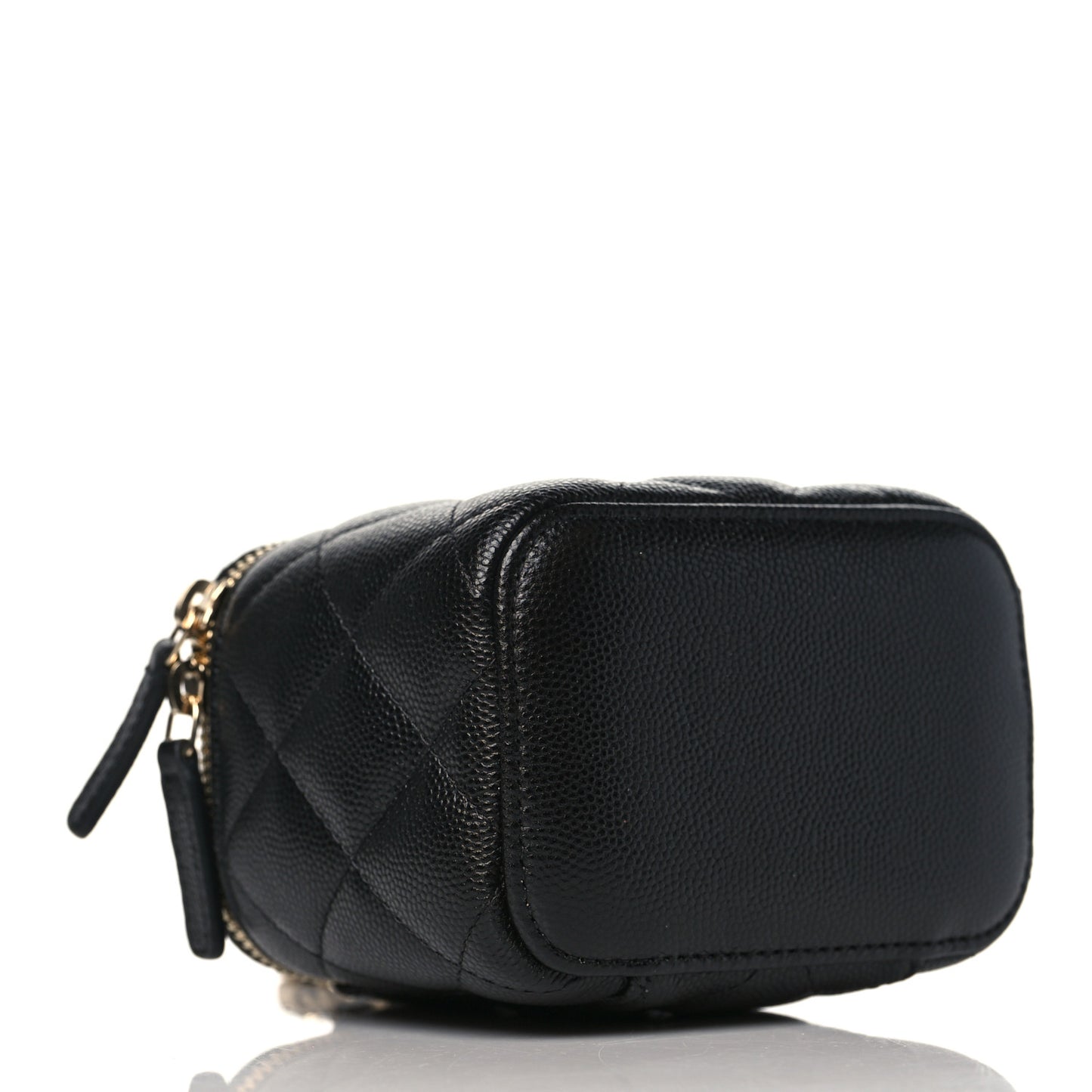 Caviar Quilted Mini Pearl On Top Vanity Case With Chain Black
