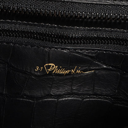 3.1 Phillip Lim 3.1 Crocodile Embossed Large Ryder Satchel Black 6 of 10