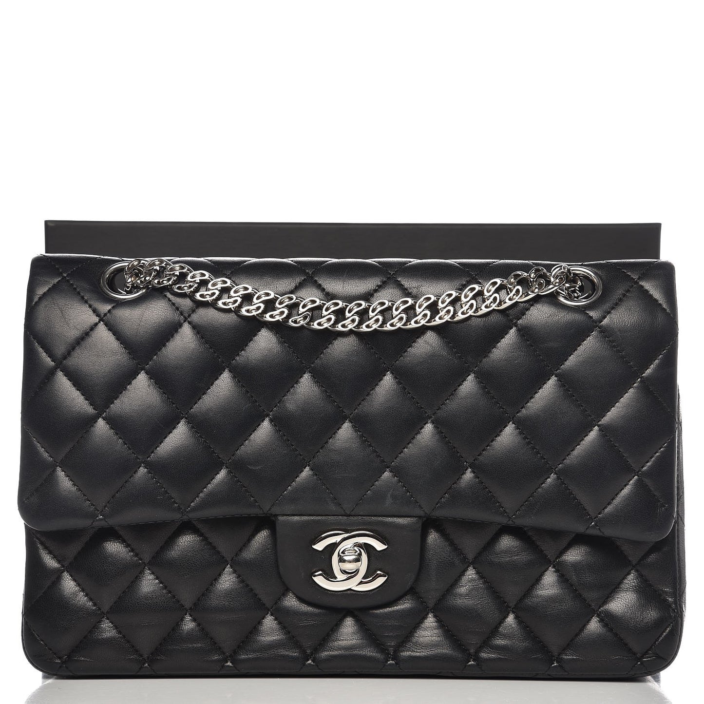 Lambskin Quilted Medium Double Flap Bijoux Chain Black